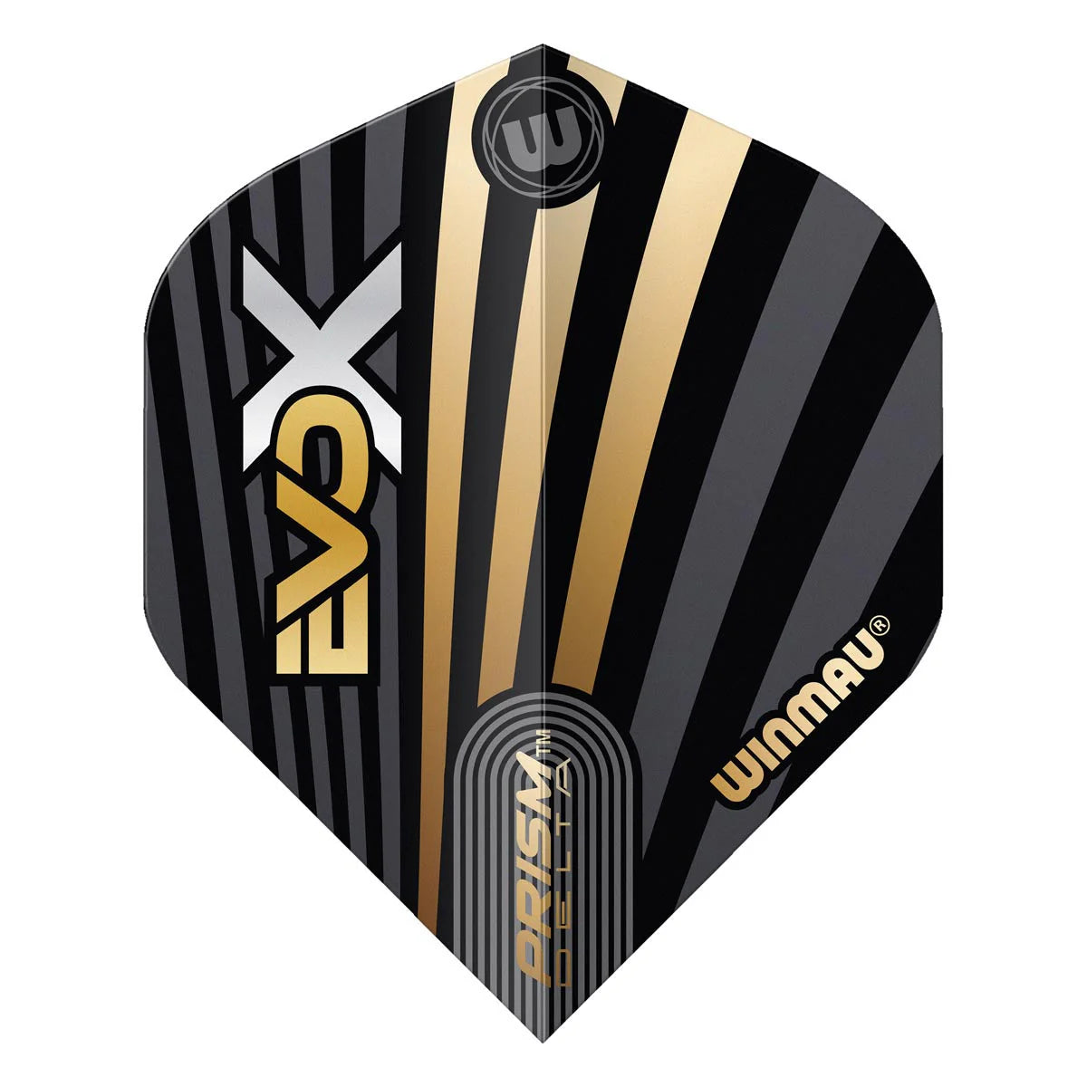 Prism Delta MVG Evo X Black & Gold Standard Dart Flights | Winmau