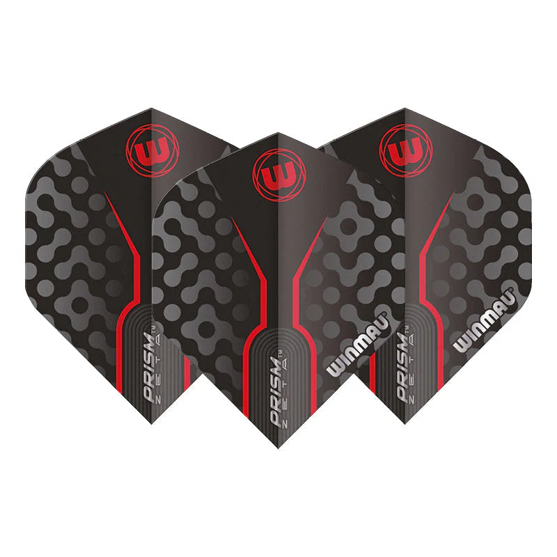 Prism Zeta Black, Grey & Red Standard Dart Flights | Winmau