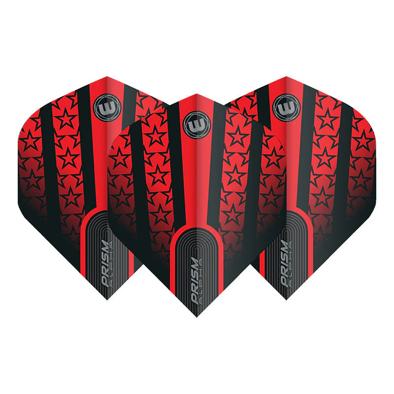 Prism Alpha Red With Black Stars Standard Dart Flights | Winmau