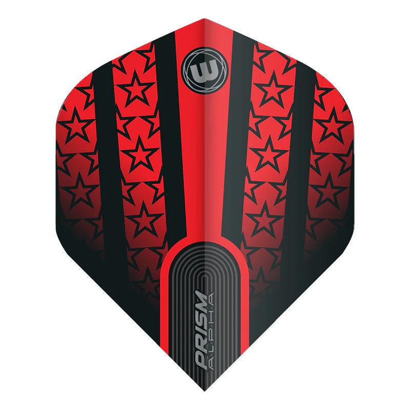 Prism Alpha Red With Black Stars Standard Dart Flights | Winmau