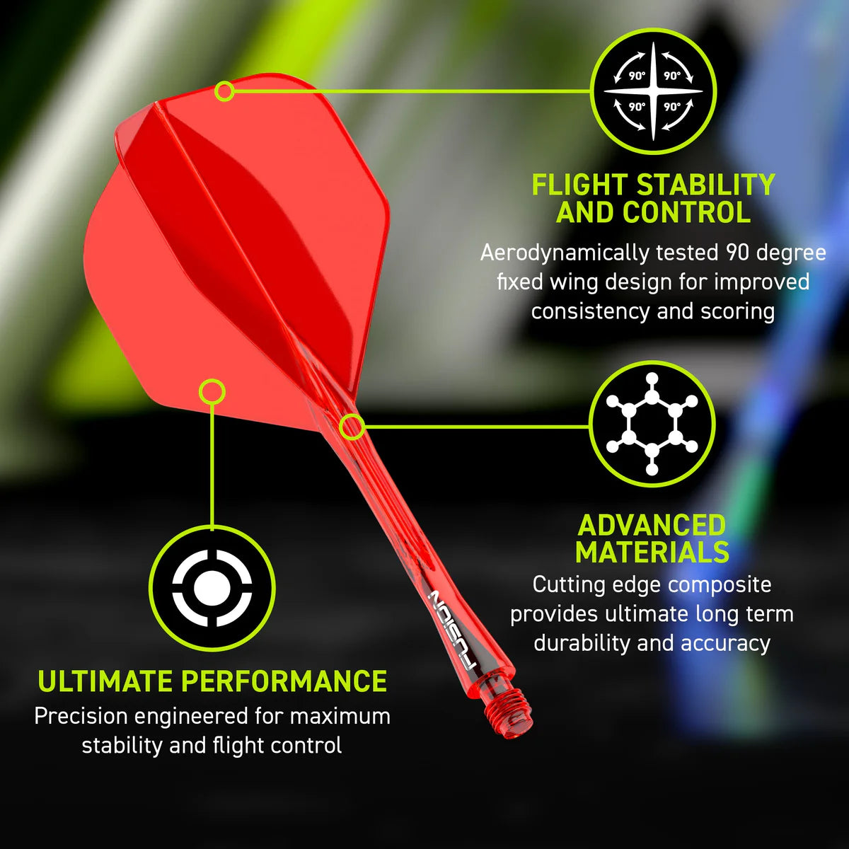 Fusion #2 Hedfan a Siafft Integredig Coch | Winmau