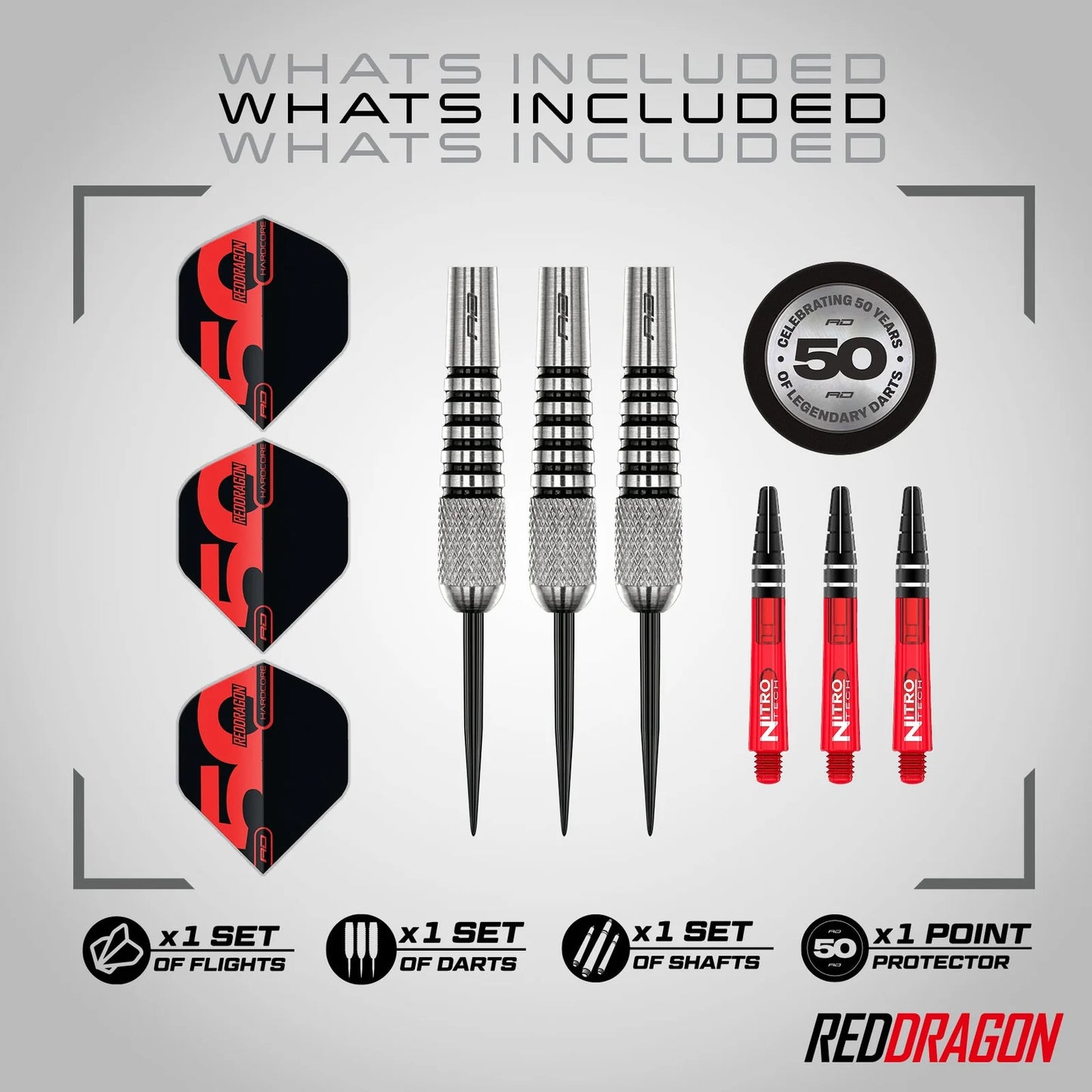 50th Anniversary Collection - Fightmaster Torpedo 2 Steel Tip Darts | Red Dragon