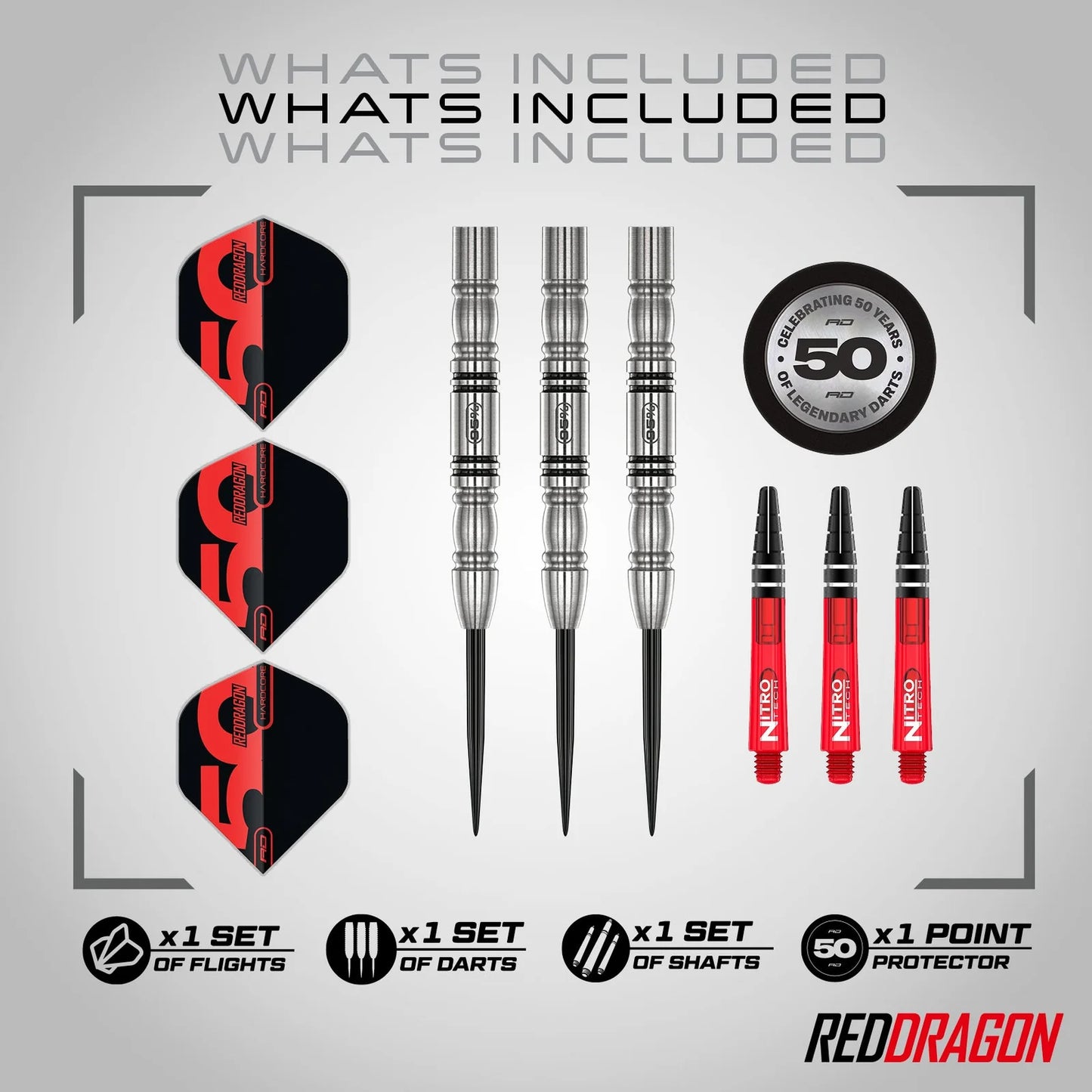50th Anniversary Collection - Penetrator 4 Steel Tip Darts | Red Dragon