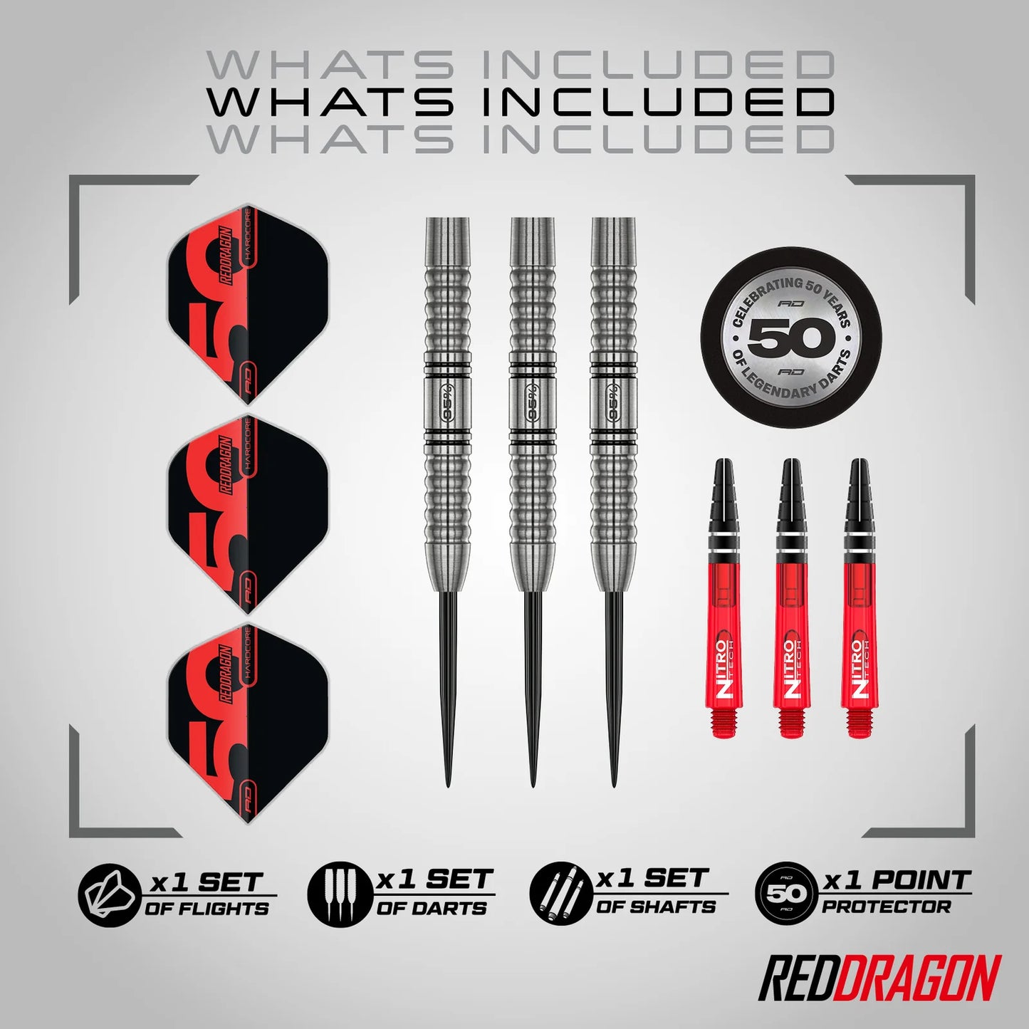 50th Anniversary Collection - Penetrator 1 Steel Tip Darts | Red Dragon