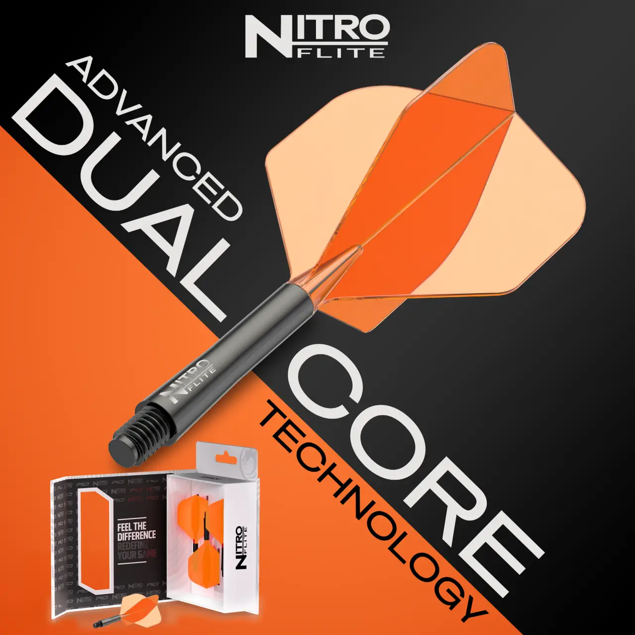 Nitro Flite Integrated Flight & Shaft Black & Orange | Red Dragon