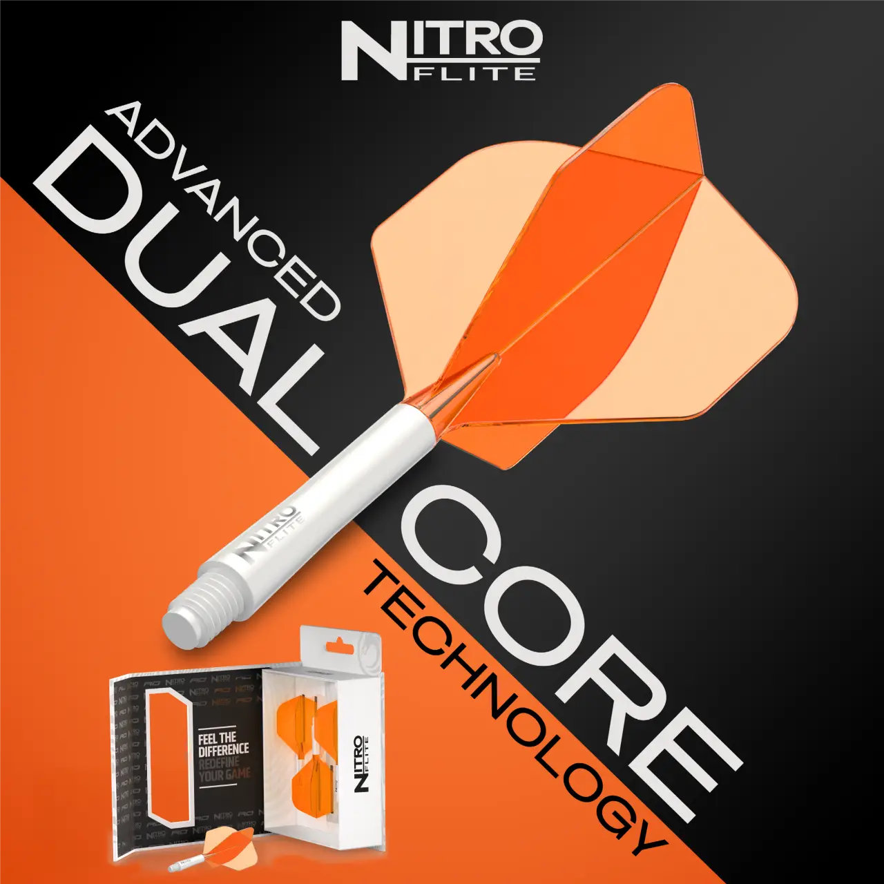 Nitro Flite Integrated Flight & Shaft White & Orange | Red Dragon