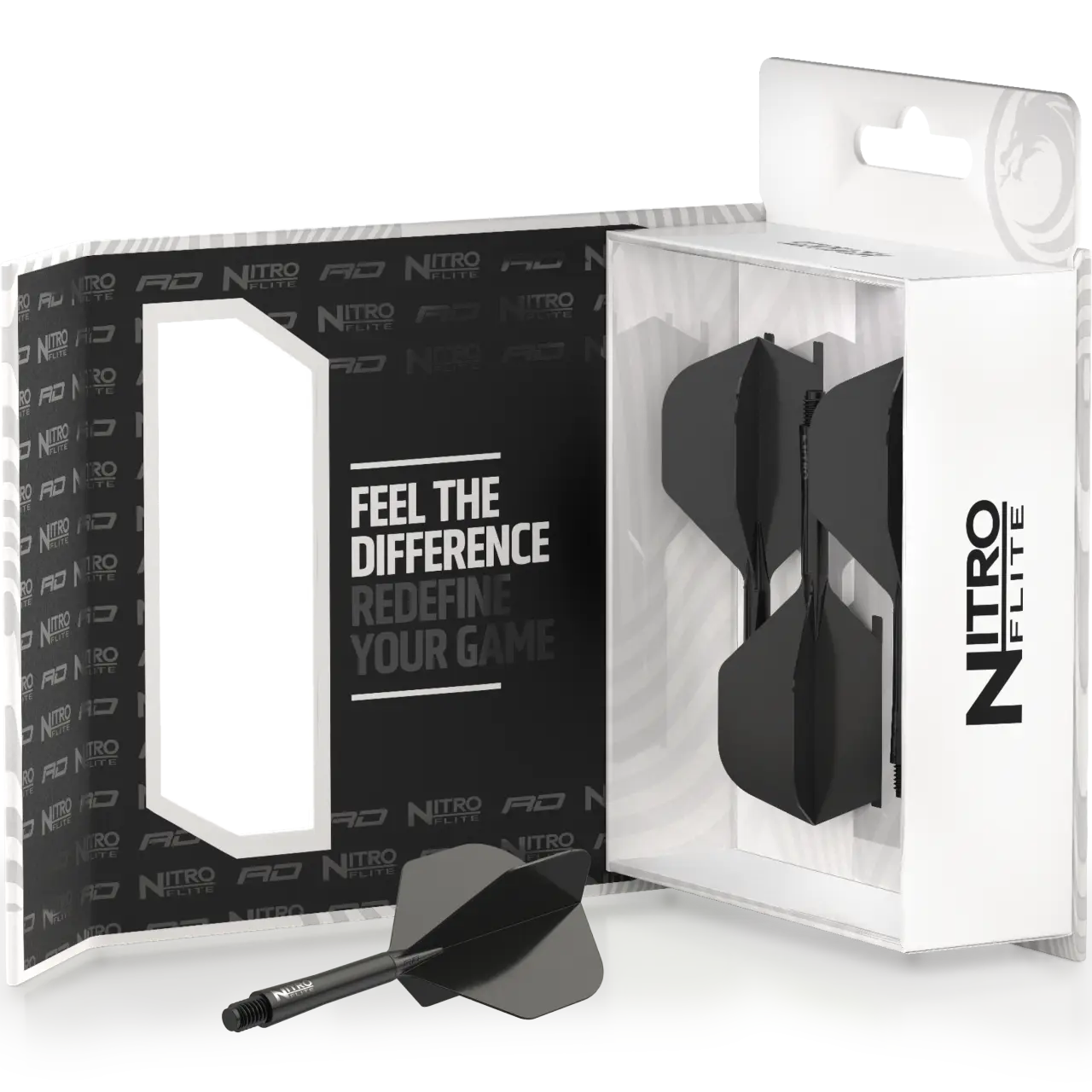 Nitro Flite Integrated Flight & Shaft - Black & Black | Red Dragon