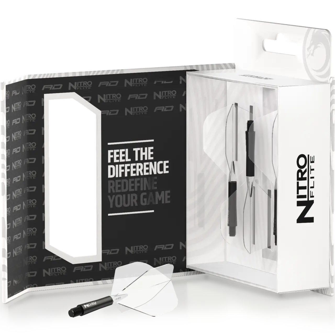 Nitro Flite Integrated Flight & Shaft - Black & Clear | Red Dragon