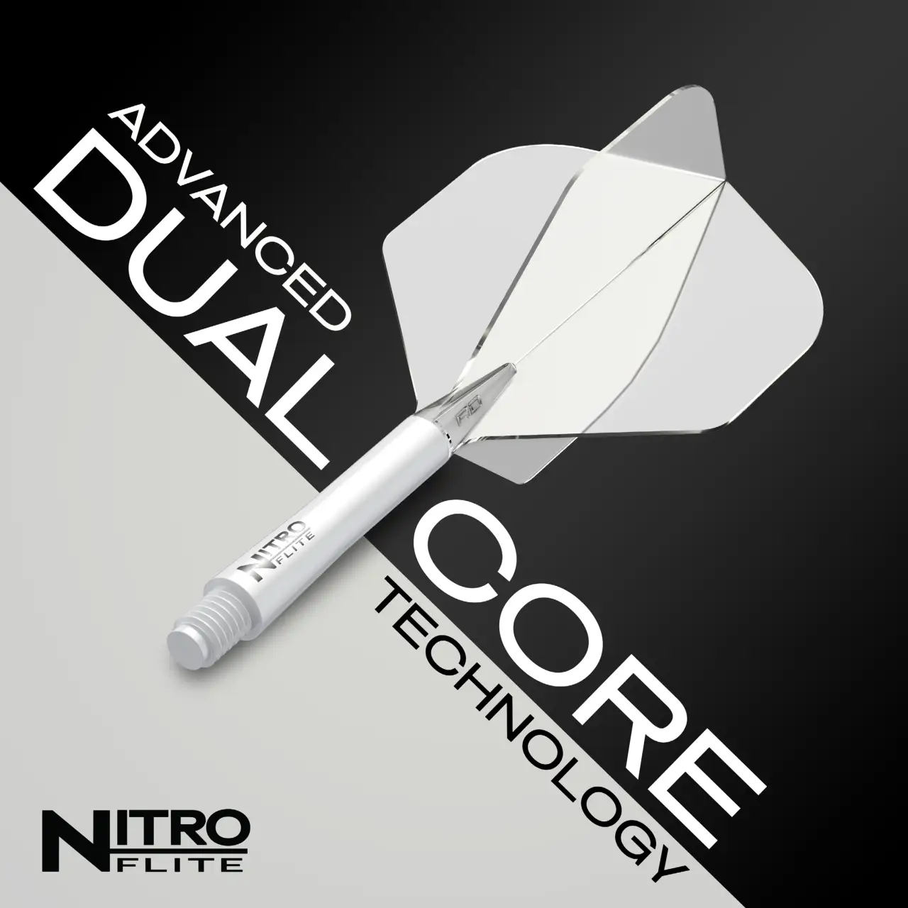 Nitro Flite Integrated Flight & Shaft - White & Clear | Red Dragon