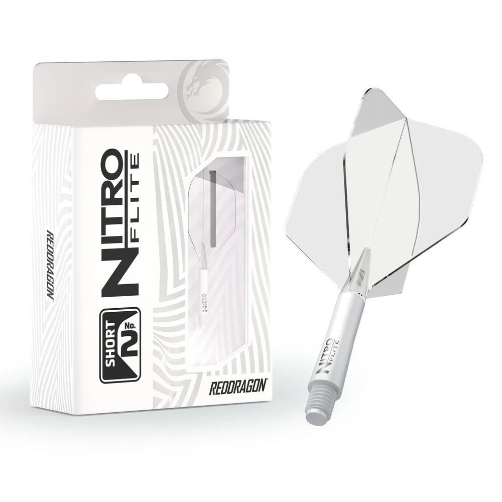 Nitro Flite Integrated Flight & Shaft - White & Clear | Red Dragon