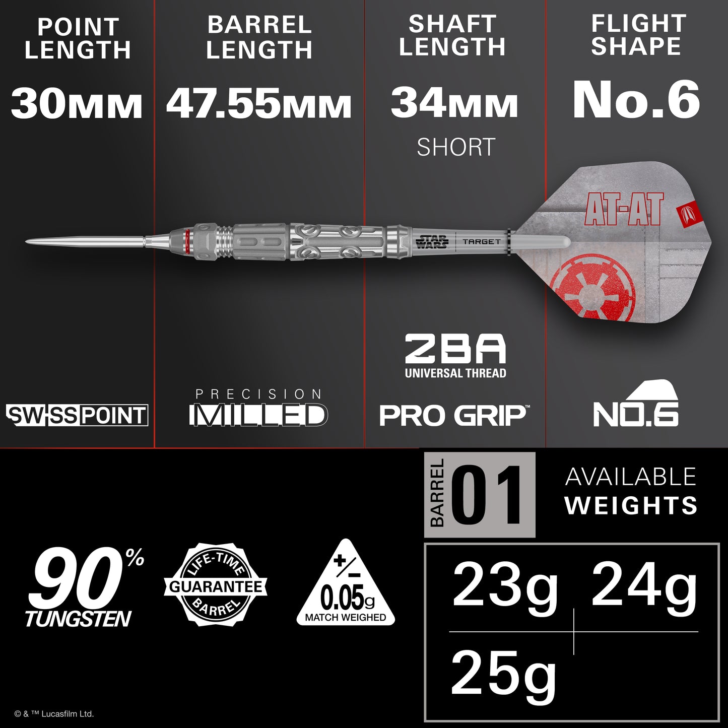 AT-AT 90% Tungsten SP Steel Tip Darts | Star Wars | Target