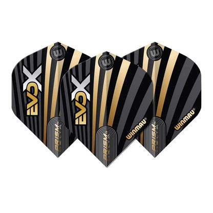 Prism Delta MVG Evo X Black & Gold Standard Dart Flights | Winmau