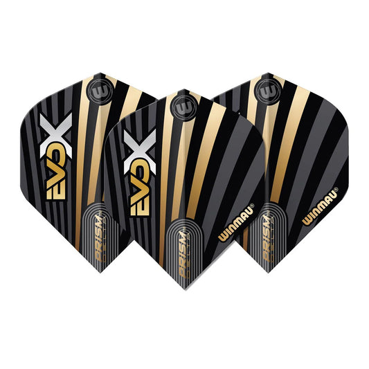 Prism Delta MVG Evo X Black & Gold Standard Dart Flights | Winmau