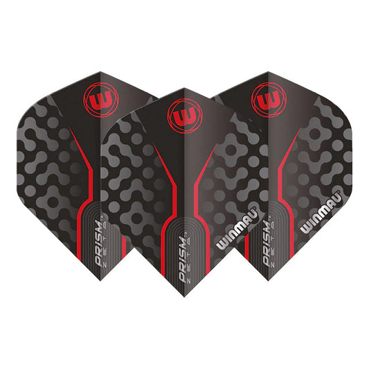 Prism Zeta Black, Grey & Red Standard Dart Flights | Winmau