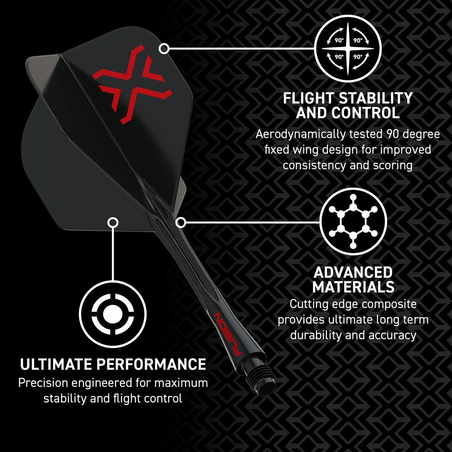 Blade X - Fusion #2 Integrated Flight & Shaft Black | Winmau