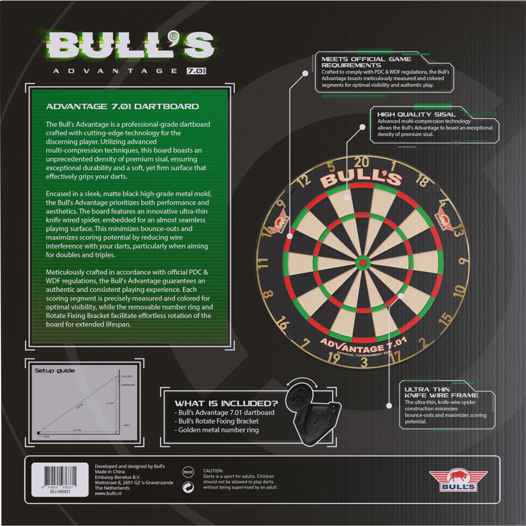 Bwrdd Dartiau Proffesiynol Advantage 7.01 | Bulls
