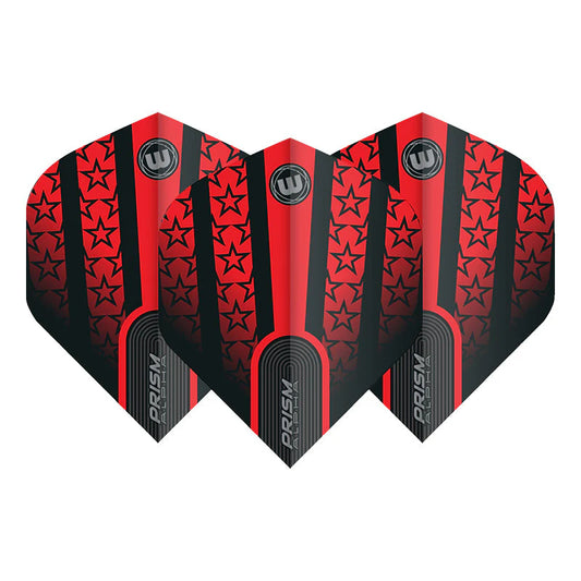 Prism Alpha Red With Black Stars Standard Dart Flights | Winmau