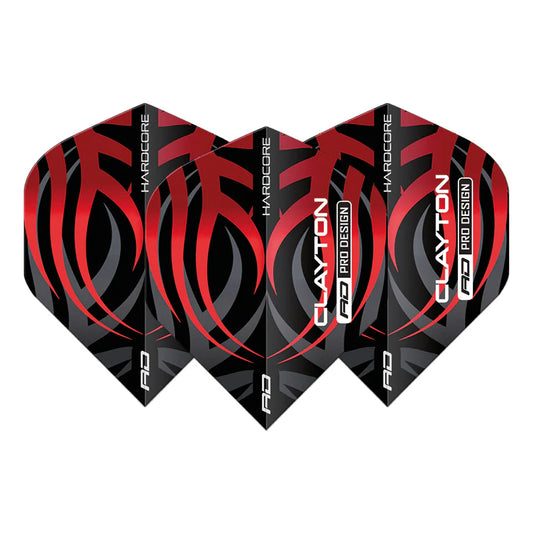 Jonny Clayton Black & Red Tribal Hardcore Standard flights | Red Dragon