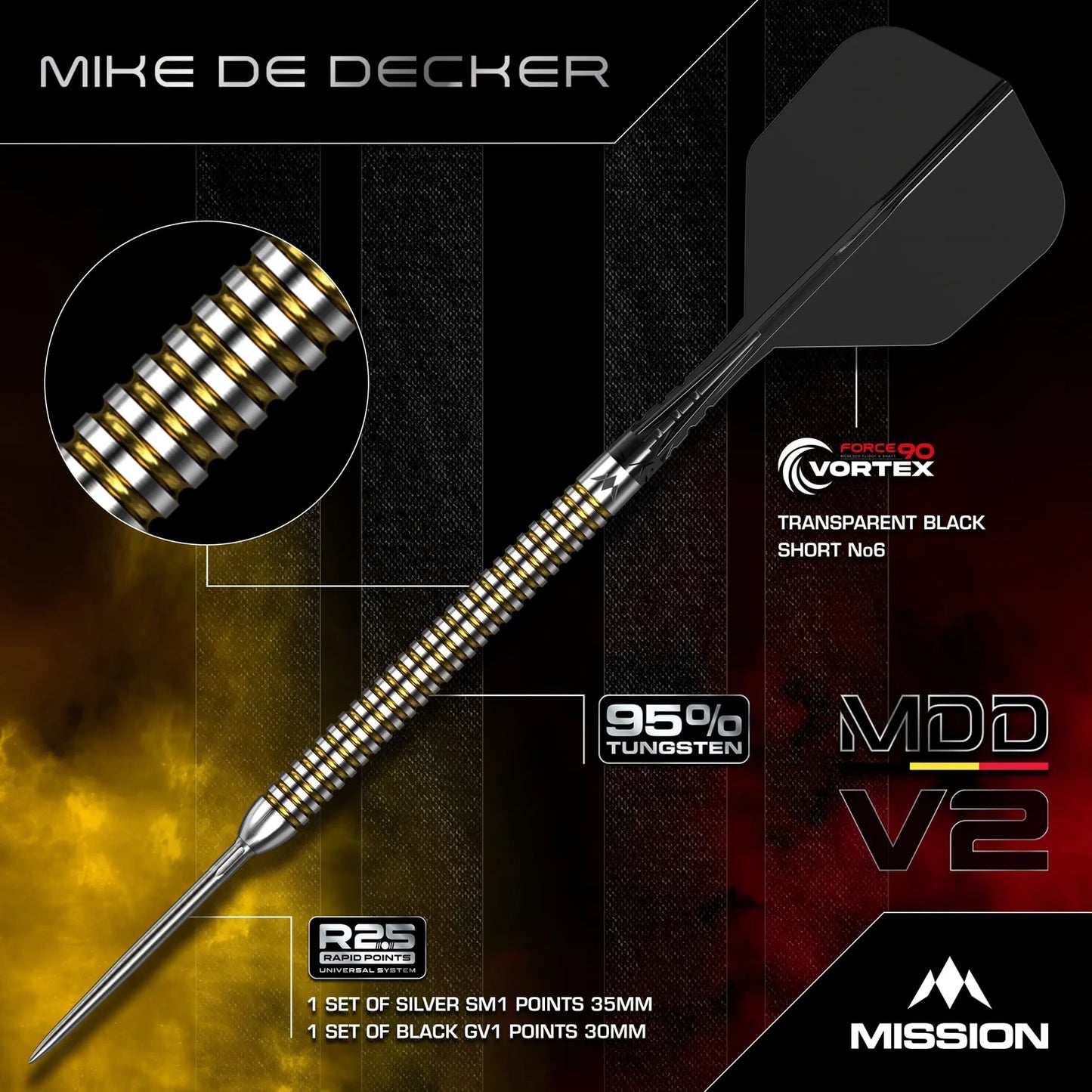 Mike De Decker V2 R2.5 Steel Tip Darts | Mission