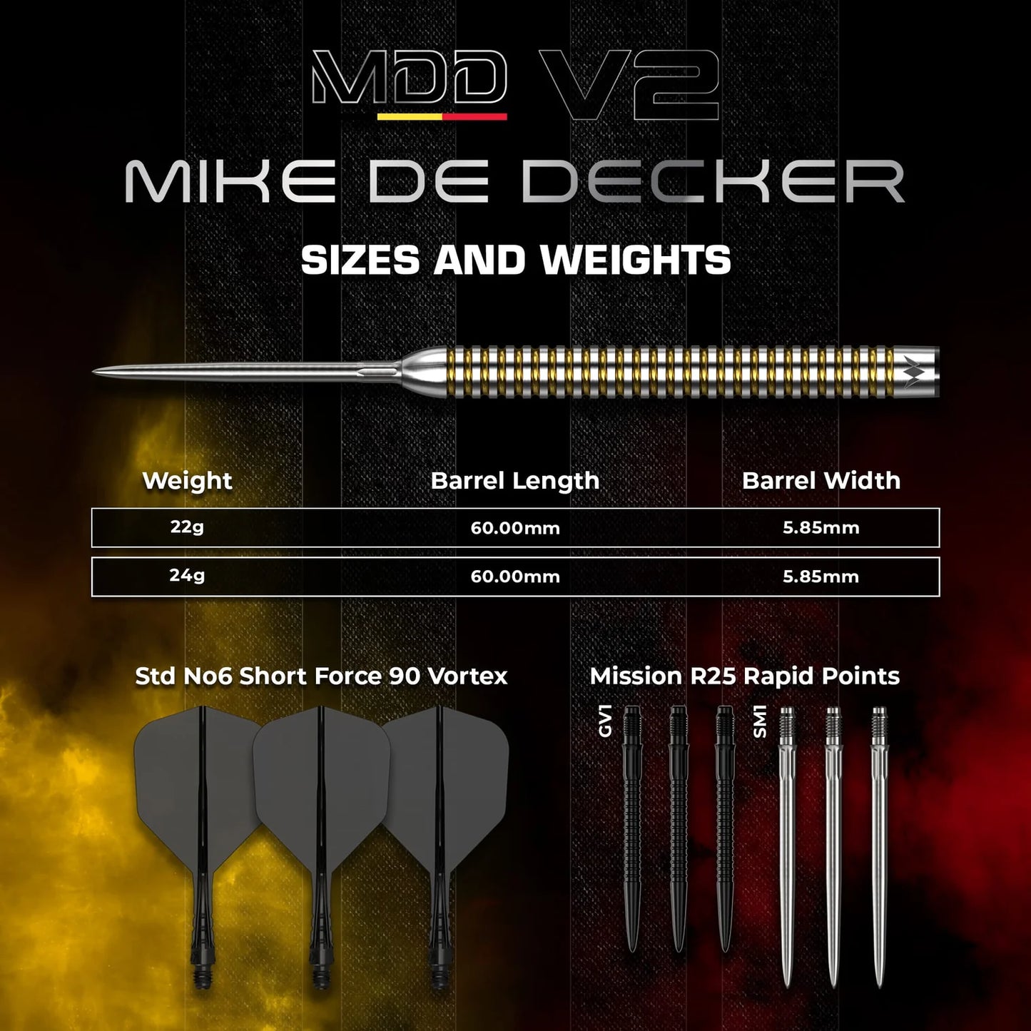 Mike De Decker V2 R2.5 Steel Tip Darts | Mission