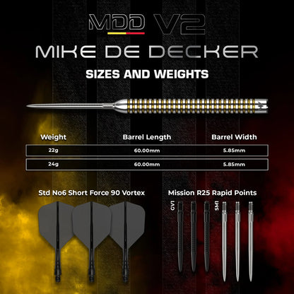 Mike De Decker V2 R2.5 Steel Tip Darts | Mission