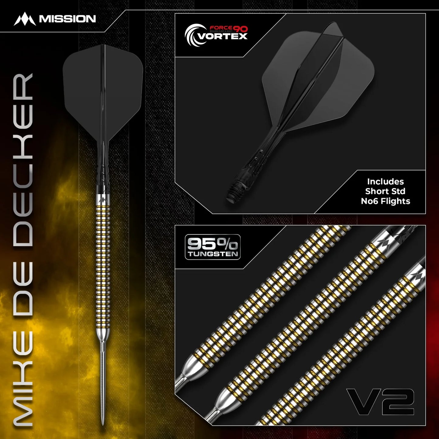 Mike De Decker V2 R2.5 Steel Tip Darts | Mission