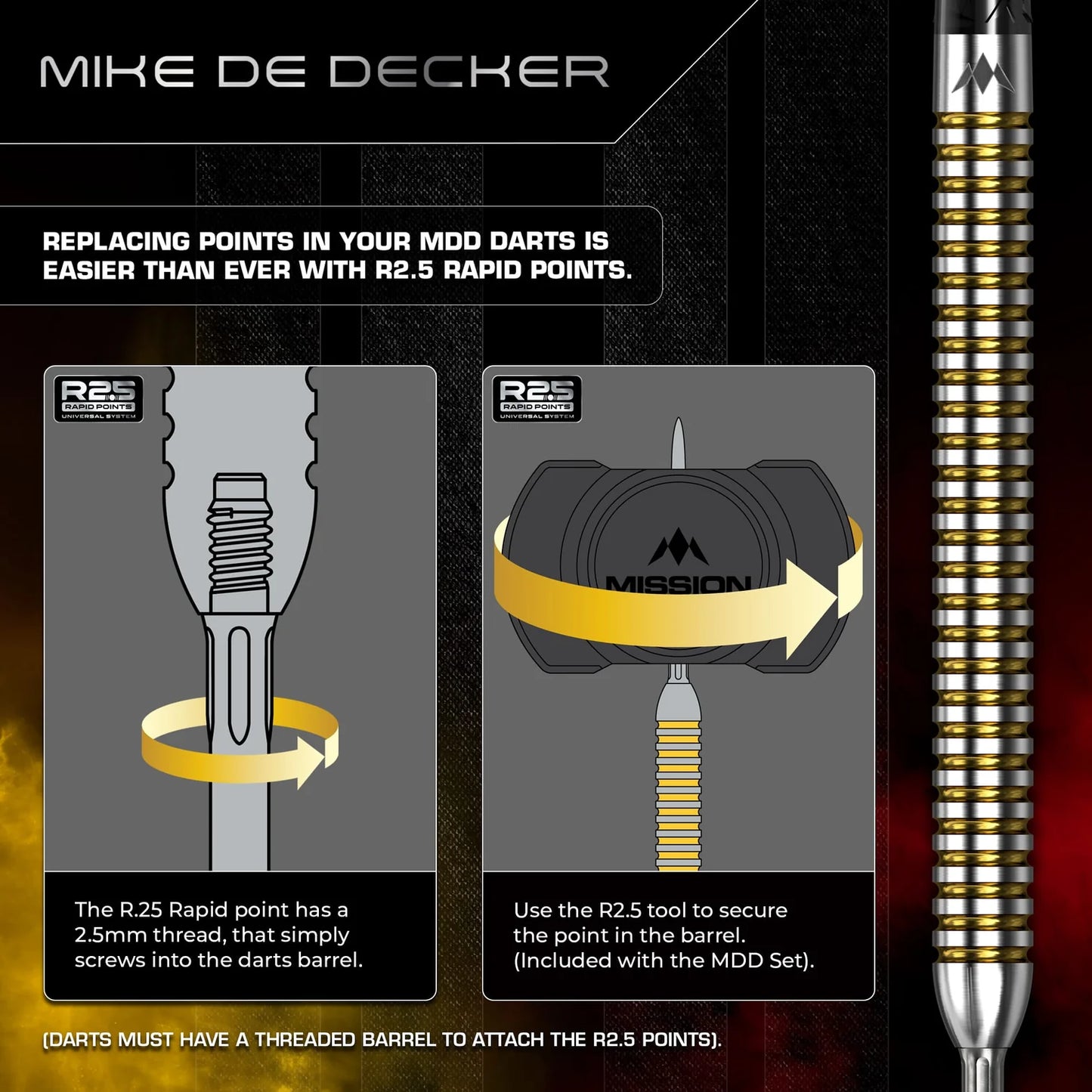 Mike De Decker V2 R2.5 Steel Tip Darts | Mission
