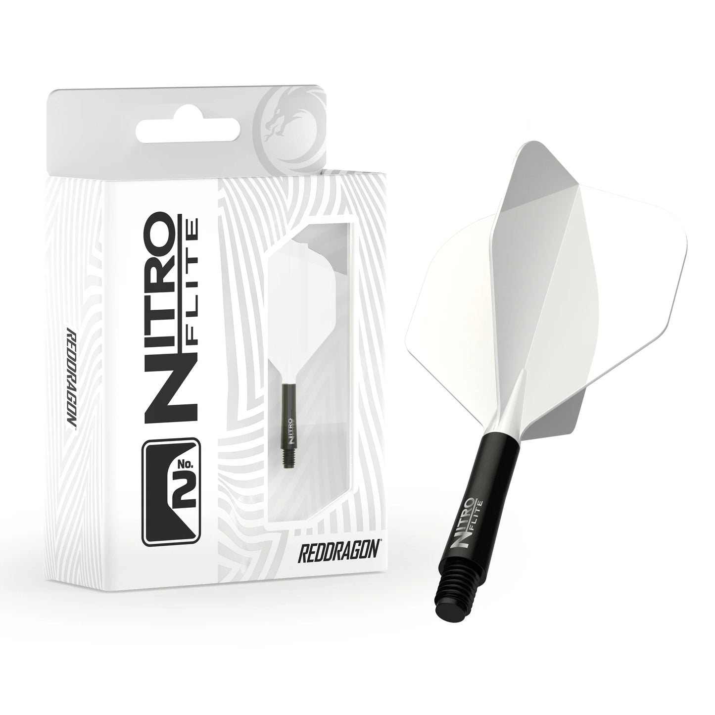 Nitro Flite Integrated Flight & Shaft - White & Black | Red Dragon