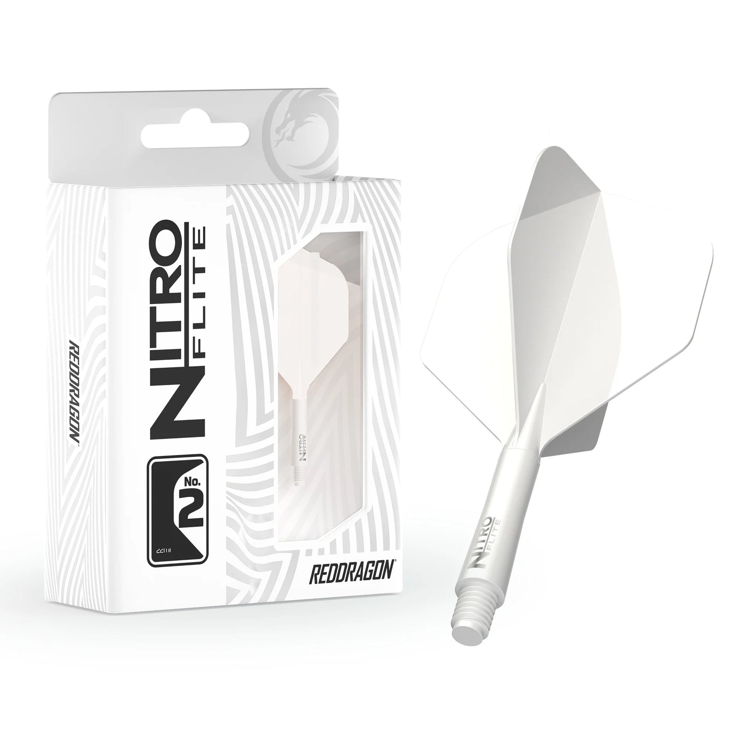 Nitro Flite Integrated Flight & Shaft - White & White | Red Dragon