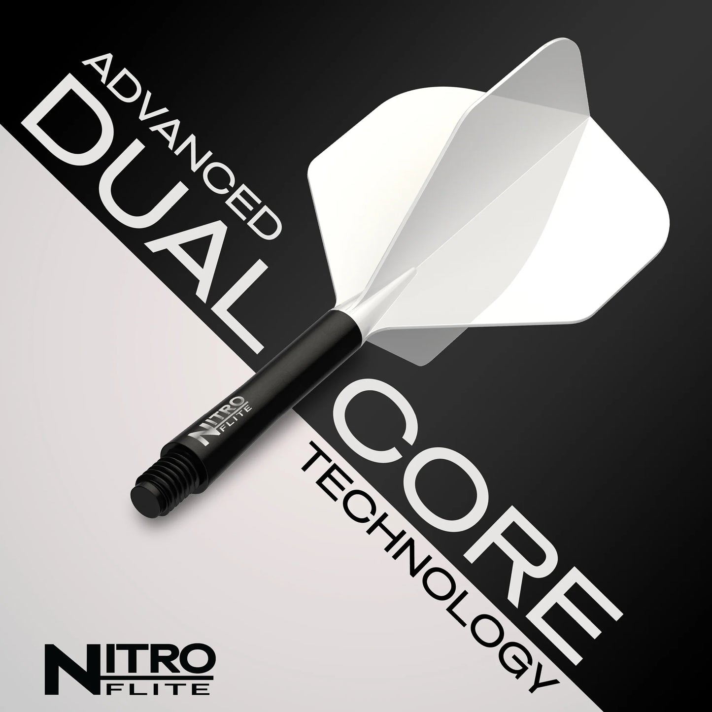 Nitro Flite Integrated Flight & Shaft - White & Black | Red Dragon