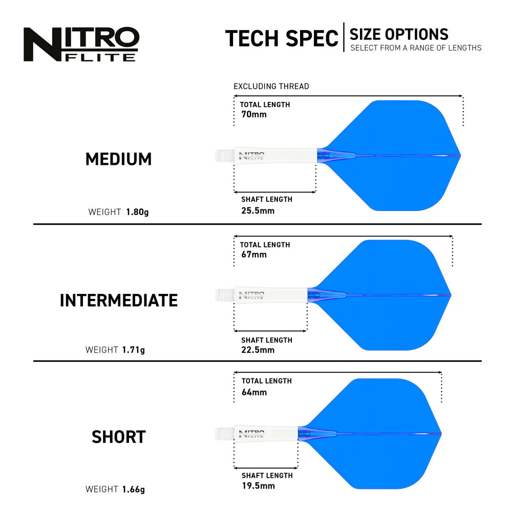 Nitro Flite Integrated Flight & Shaft - White & Blue | Red Dragon