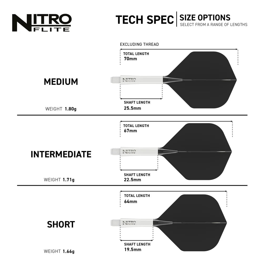 Nitro Flite Integrated Flight & Shaft - White & Black | Red Dragon