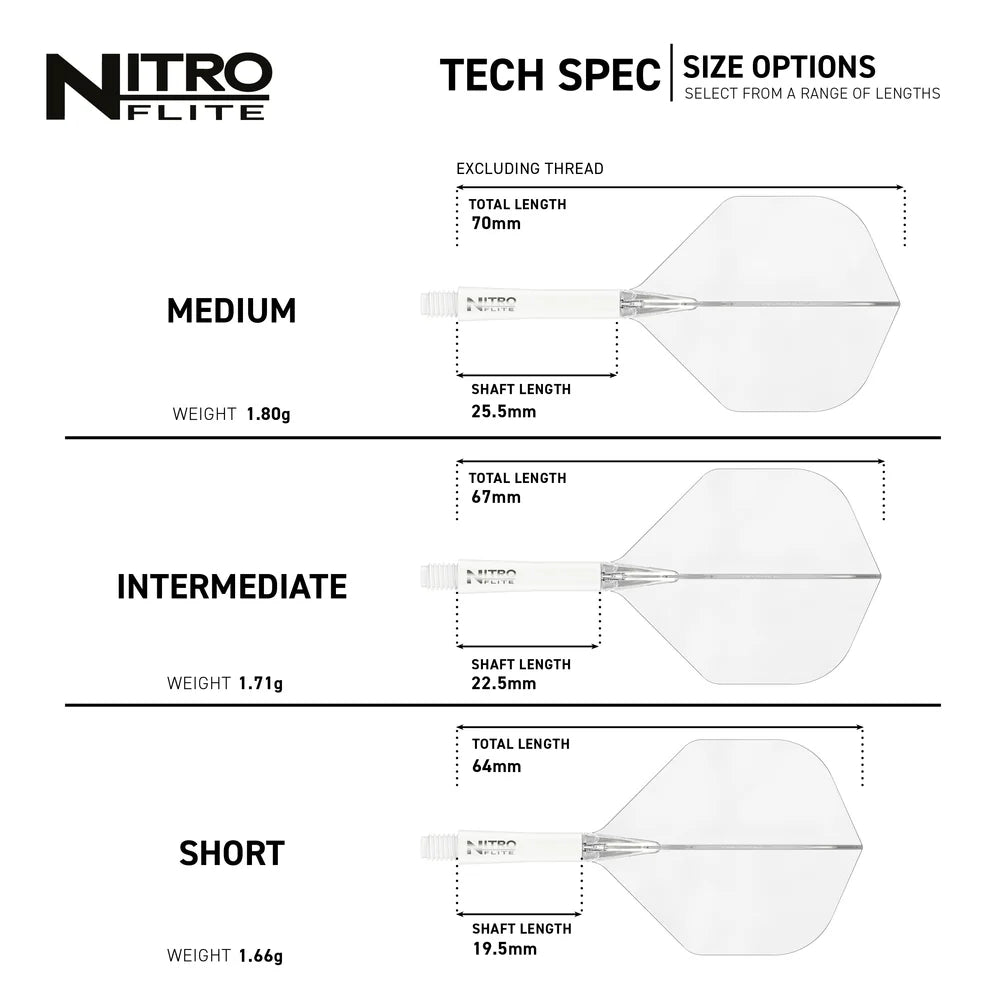 Nitro Flite Integrated Flight & Shaft - White & Clear | Red Dragon