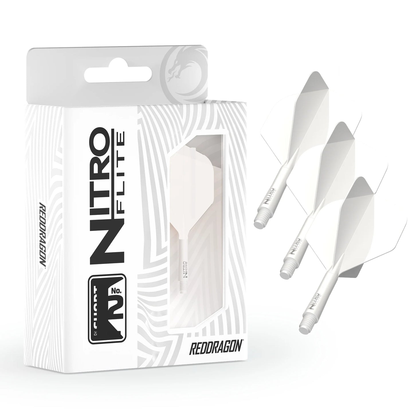 Nitro Flite Integrated Flight & Shaft - White & White | Red Dragon