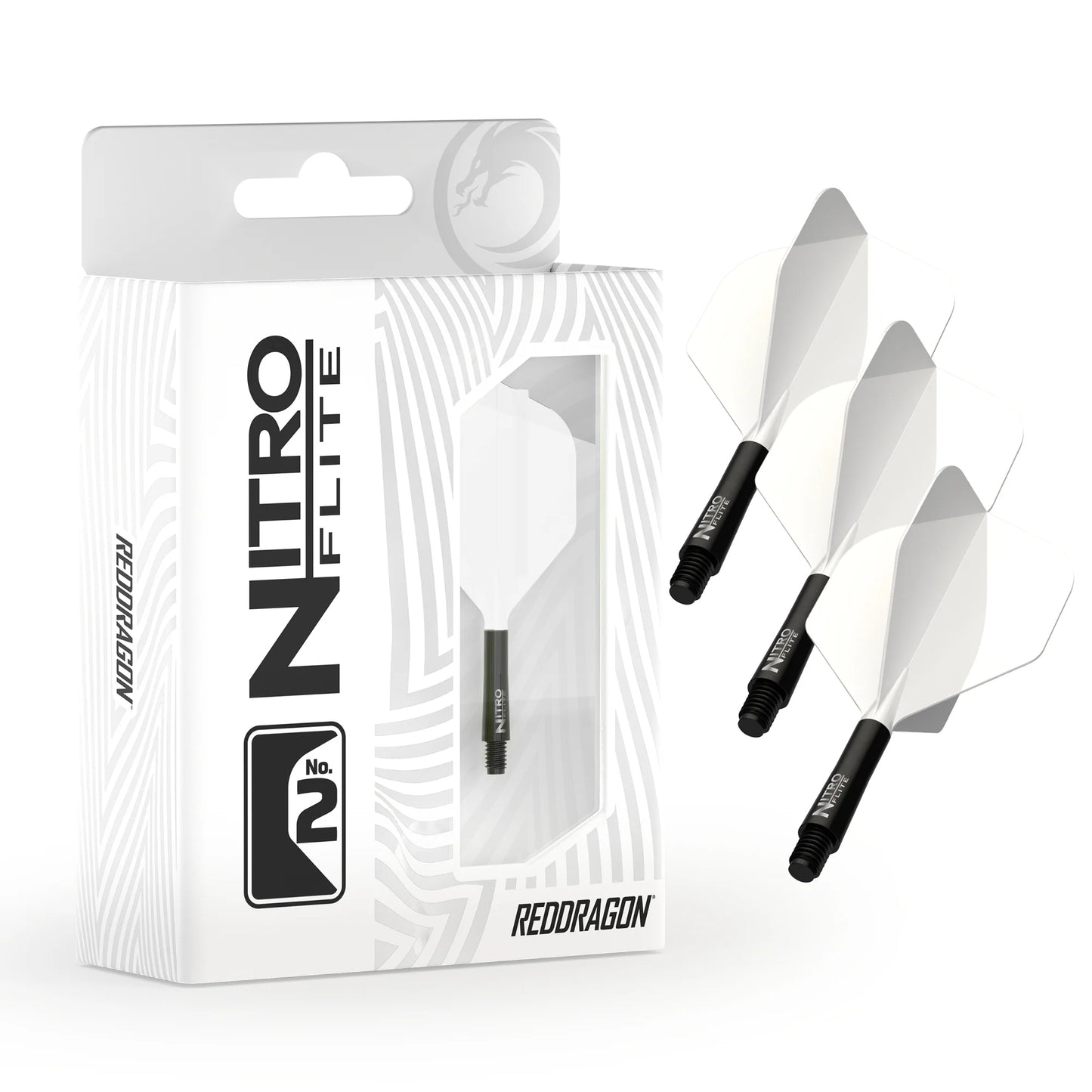Nitro Flite Integrated Flight & Shaft - White & Black | Red Dragon