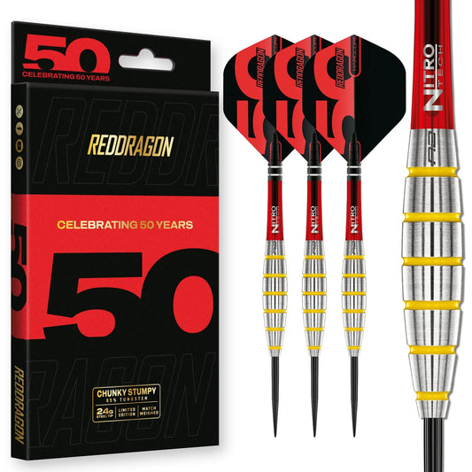 50th Anniversary Collection - Chunky Stumpy 3 Steel Tip Darts | Red Dragon