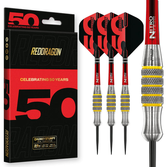 50th Anniversary Collection - Chunky Stumpy 7 Steel Tip Darts | Red Dragon