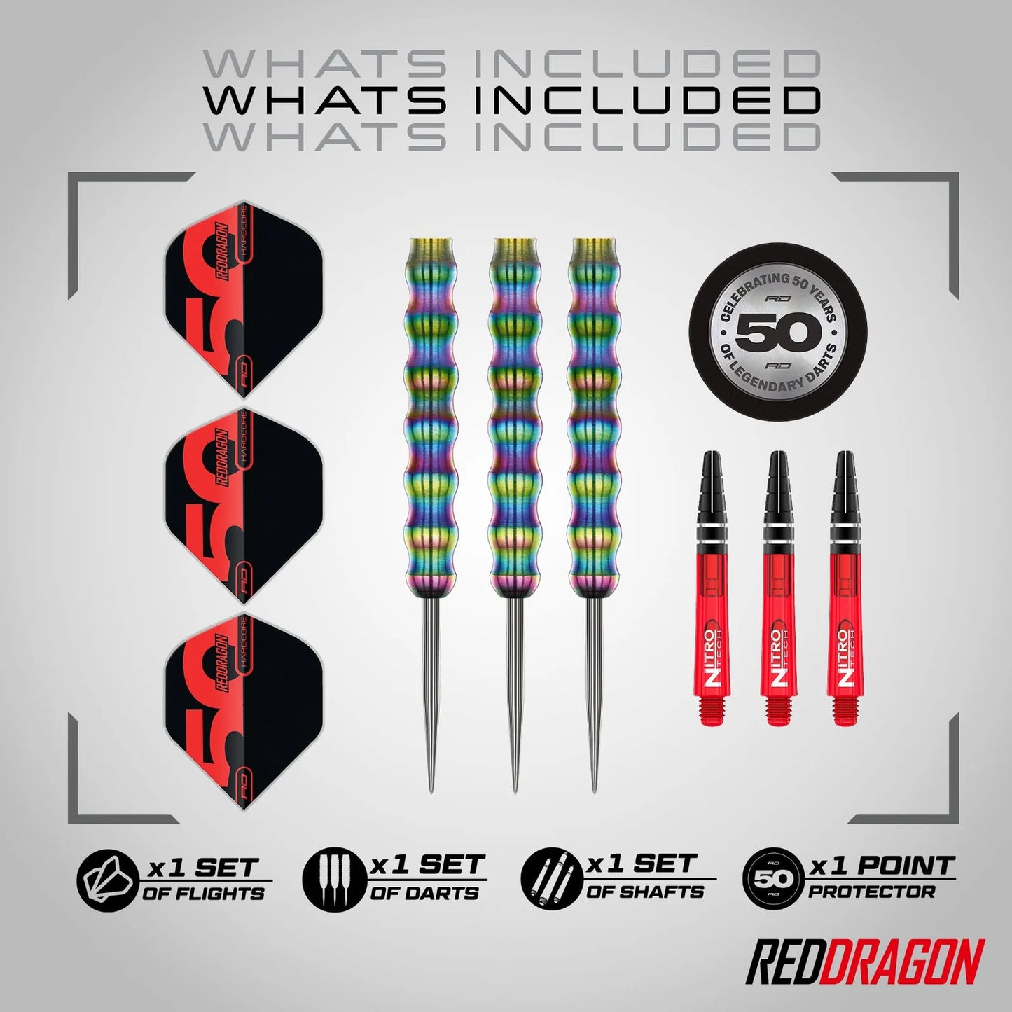 50th Anniversary Collection - Shockwave 1 Steel Tip Darts | Red Dragon