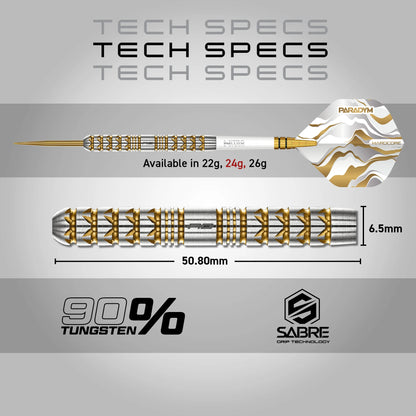 Paradym Gold Parallel Steel Tip Darts | Red Dragon