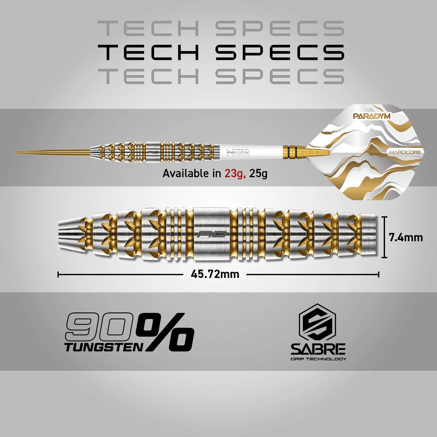 Paradym Gold Torpedo Steel Tip Darts | Red Dragon