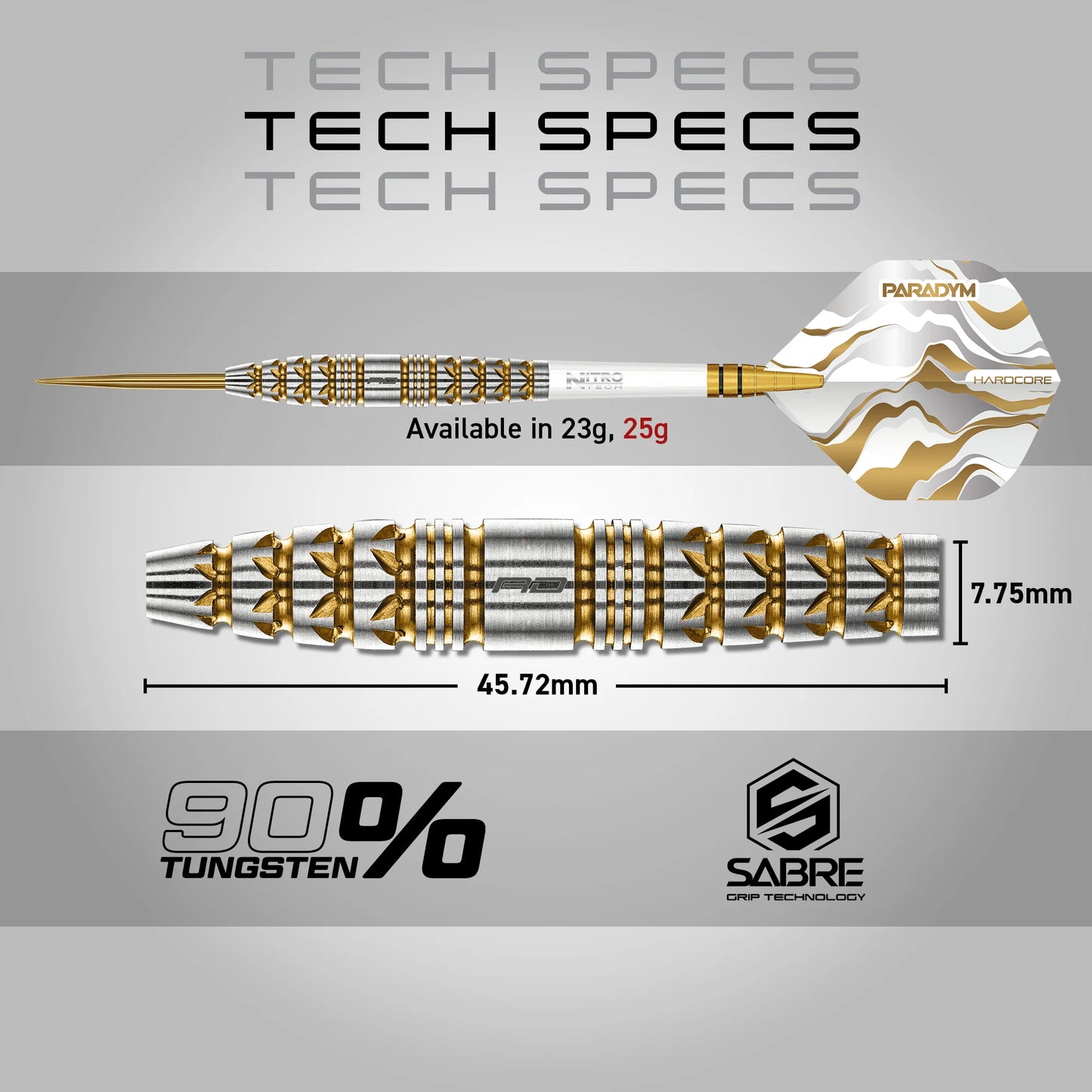 Paradym Gold Torpedo Steel Tip Darts | Red Dragon