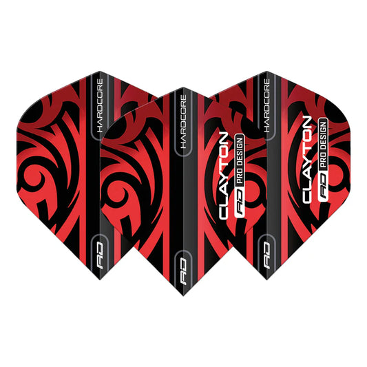 Jonny Clayton Red & Black Tribal Hardcore Dart Flights | Red Dragon