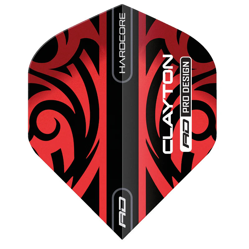 Jonny Clayton Red & Black Tribal Hardcore Dart Flights | Red Dragon