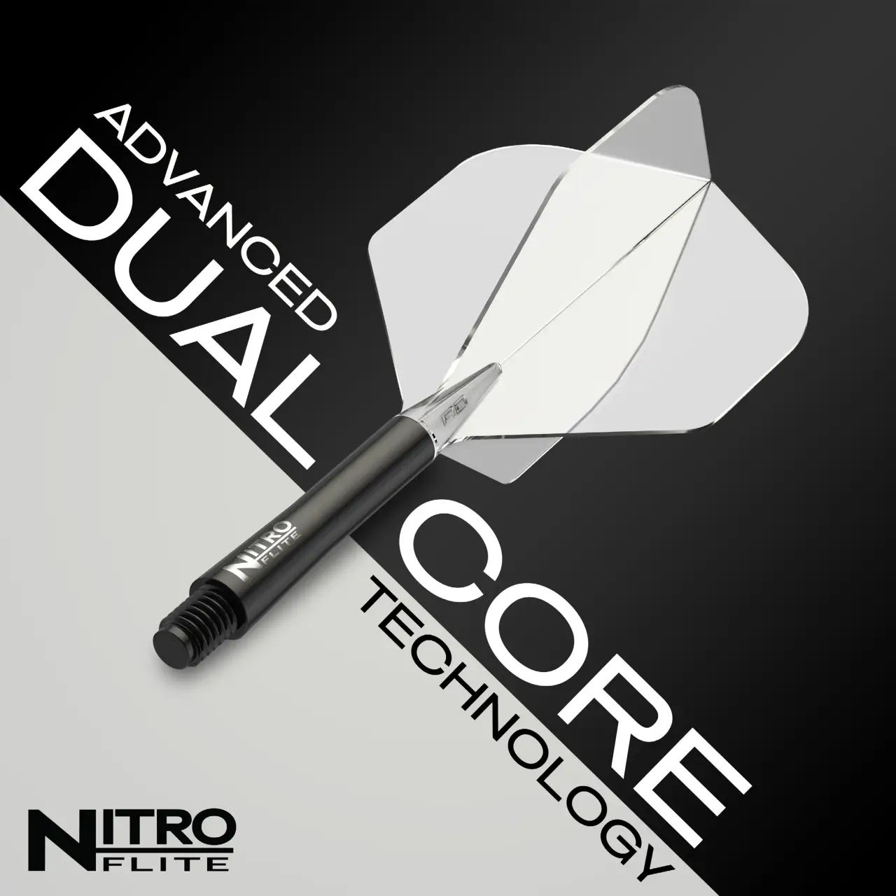 Nitro Flite Integrated Flight & Shaft - Black & Clear | Red Dragon