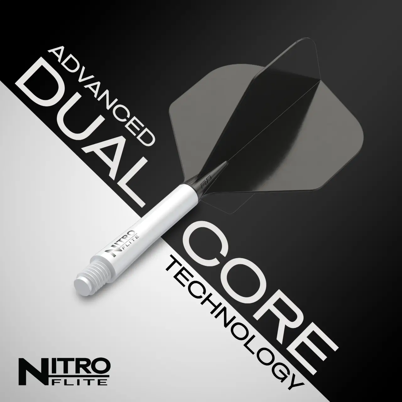Nitro Flite Integrated Flight & Shaft - White & Black | Red Dragon