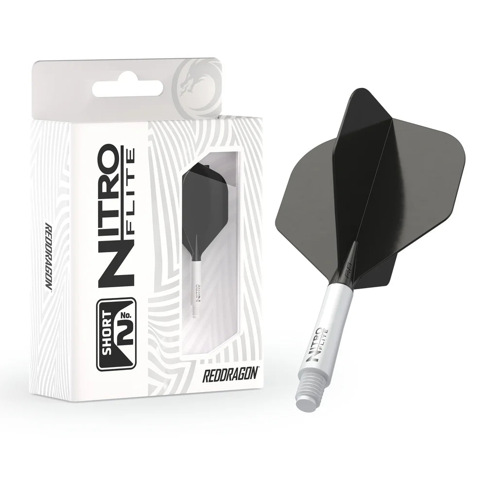 Nitro Flite Integrated Flight & Shaft - White & Black | Red Dragon
