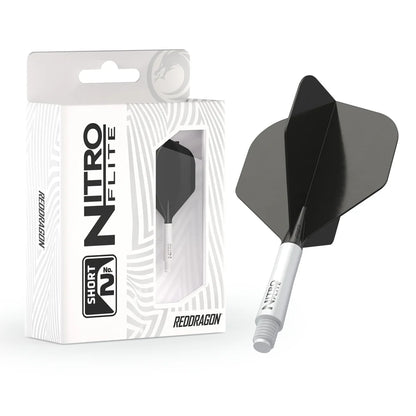 Nitro Flite Integrated Flight & Shaft - White & Black | Red Dragon
