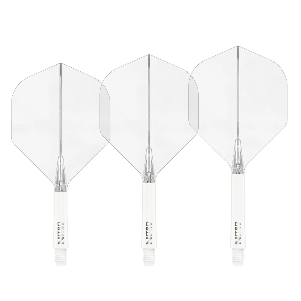Nitro Flite Integrated Flight & Shaft - White & Clear | Red Dragon