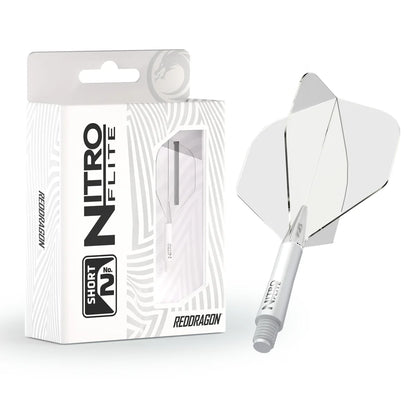 Nitro Flite Integrated Flight & Shaft - White & Clear | Red Dragon