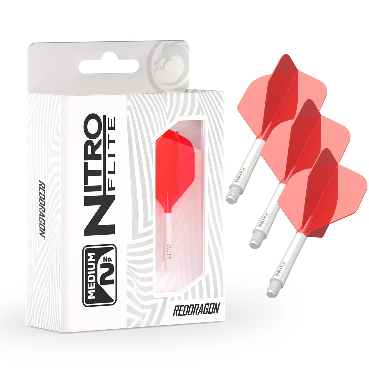 Nitro Flite Integrated Flight & Shaft - White & Red | Red Dragon
